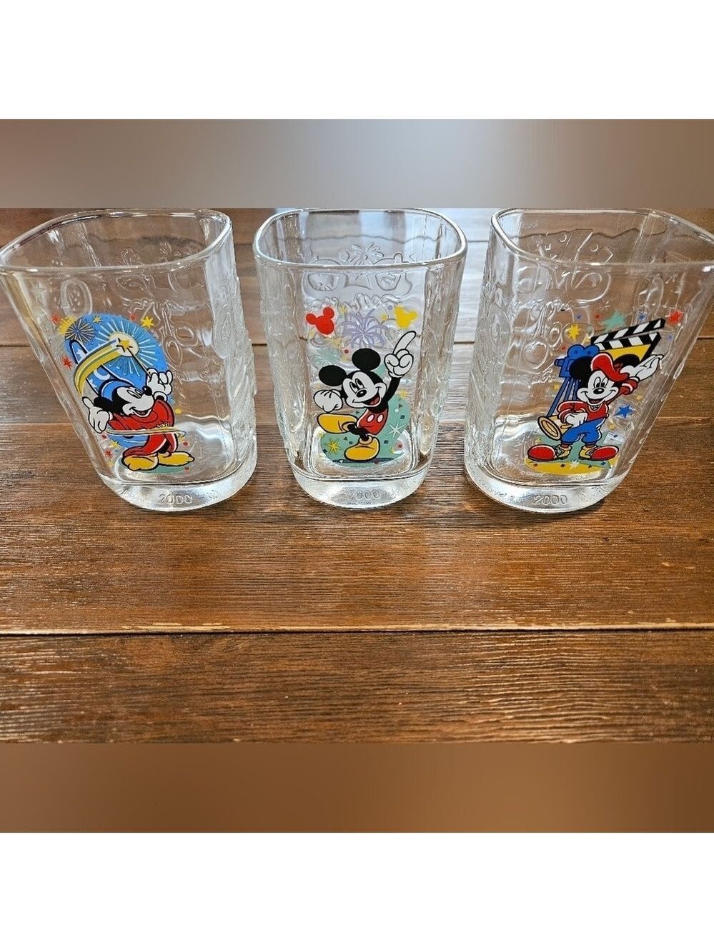 WALT DISNEY WORLD MCDONALD'S SET OF THREE 2000 CELEBRATION COMMEMORATIVE GLASSES